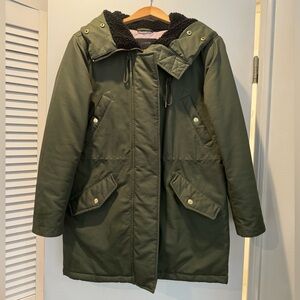 J. Crew Perfect Winter Parka - Olive/Army Green - Size S